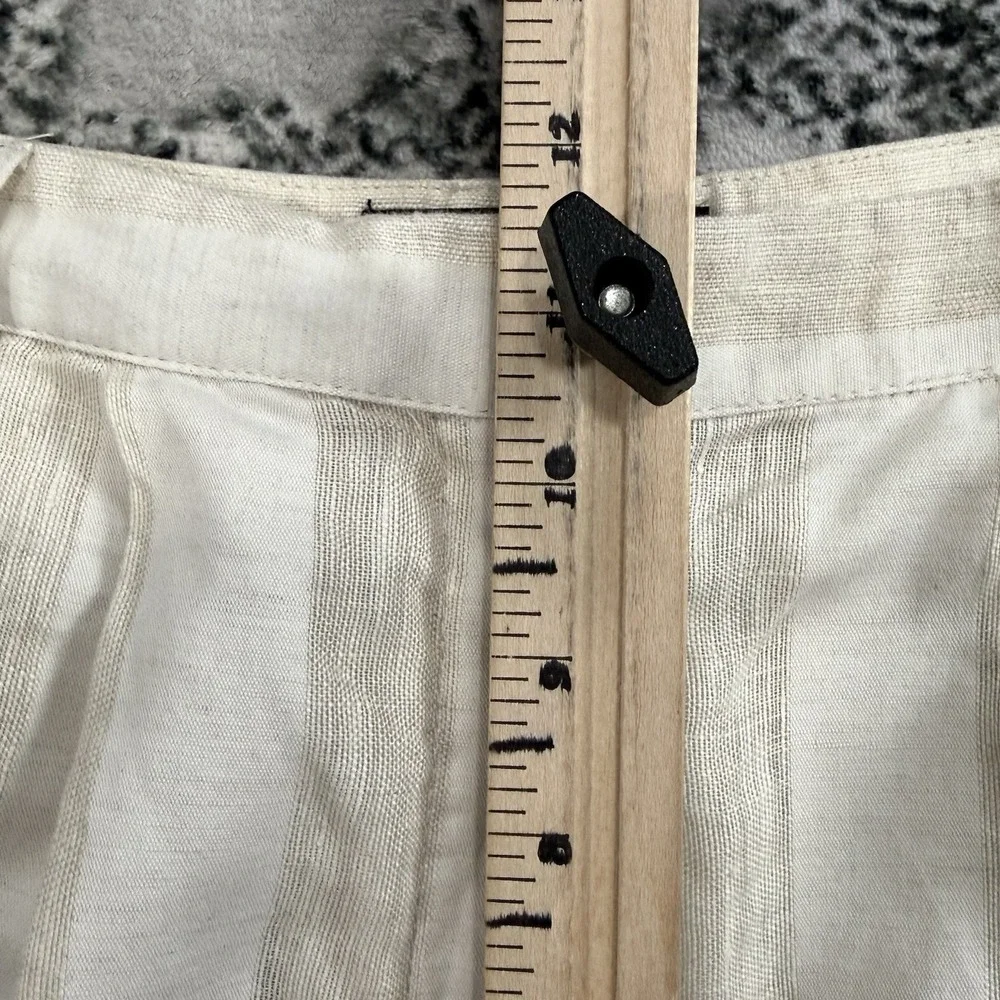 Who What Wear Linen Blend Pants Women 8 Wide Leg Cropped Striped Beige High Rise - Picture 6 of 14